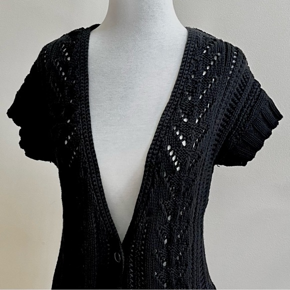 NWOT~American Eagle~Cropped Knit Sweater~Size L~Black~Cotton - Picture 5 of 9